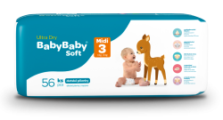 Baby Baby Soft 3 Midi 4-9 kg Ultra dry 56 ks