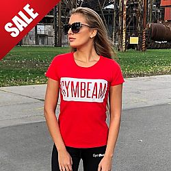 GymBeam Dámske tričko Box Logo Red White XS