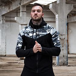GymBeam Mikina Camo Grey camo L