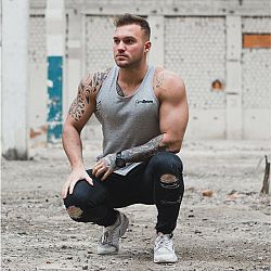GymBeam Tielko Ripped Tank Top Grey grey L