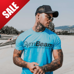 GymBeam Tričko Make Muscles Tropical Blue S