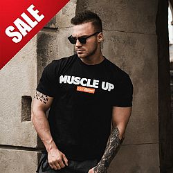 GymBeam Tričko Muscle Up Black White L