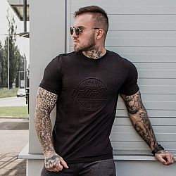 GymBeam Tričko Stay Dedicated Black Emboss S