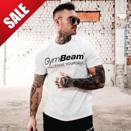 GymBeam Tričko Challenge White Black M
