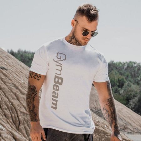 Tričko Vertical White - GymBeam XL