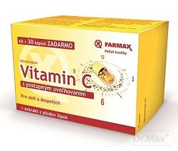 Farmax Vitamín C s pozvoľným uvoľňovaním 500 mg + extrakt z plodov šípok 90 kapsúl zadarmo 90 ks