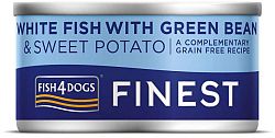 Fish4dogs Finest s bielou rybou, sladkými zemiakmi a zelenými fazuľkami 85 g