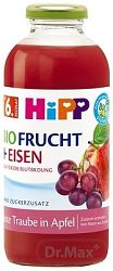 HIPP BIO Jablko a červené hrozno + železo od 6. mesiaca, 500 ml