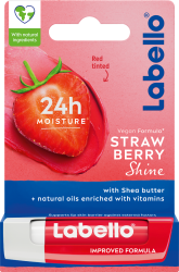 Labello Fruity Shine Jahoda výživný balzam na pery 4,8 g