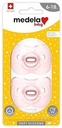 Medela Baby mäkký celosilikón cumlík girl 2 ks růžová+ transparentní